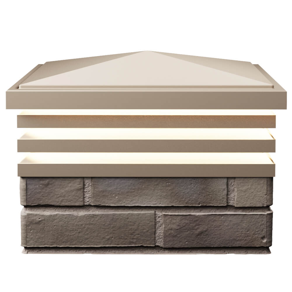 Колпак Zking Бона ХайТек Бежевый на столб 1.5х1.5 кирпича (385х385мм) с подсветкой в Салехарде фото
