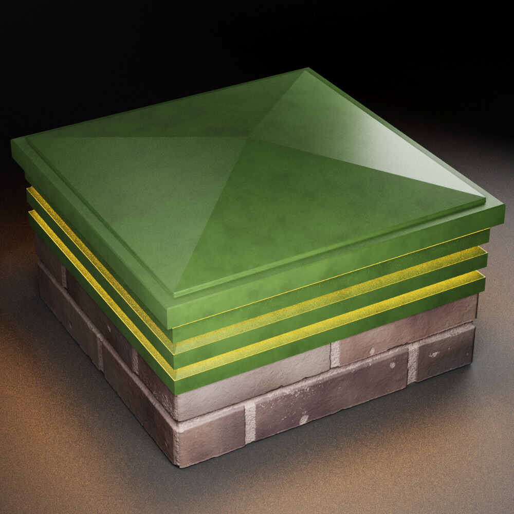 Колпак Zking Бона ХайТек Зеленый на столб 2х2 кирпича (513х513мм) с подсветкой в Салехарде фото