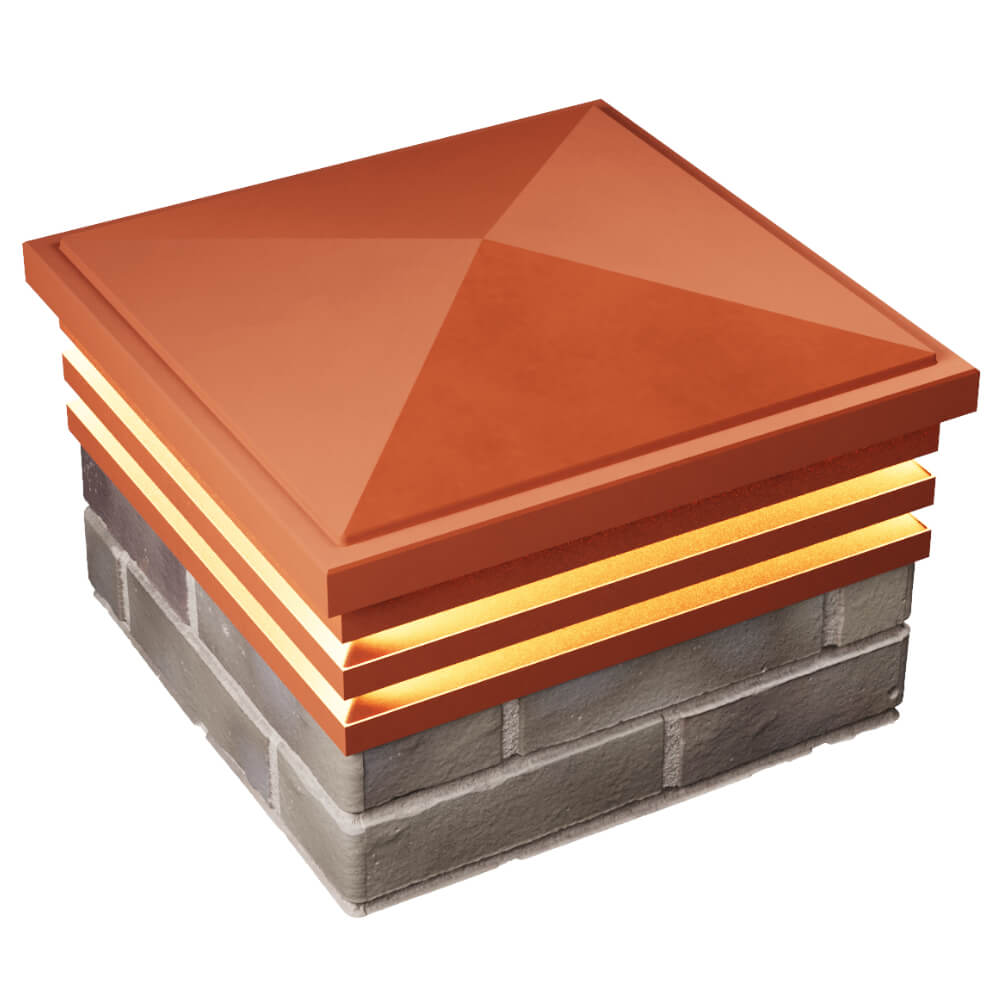 Колпак Zking Бона ХайТек Красный на столб 1.5х1.5 кирпича (385х385мм) с подсветкой в Салехарде фото