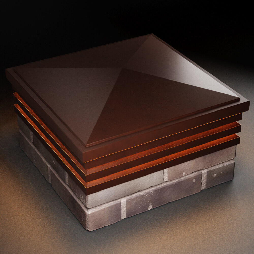 Колпак Zking Бона ХайТек Коричневый на столб 2х2 кирпича (513х513мм) с подсветкой в Салехарде фото