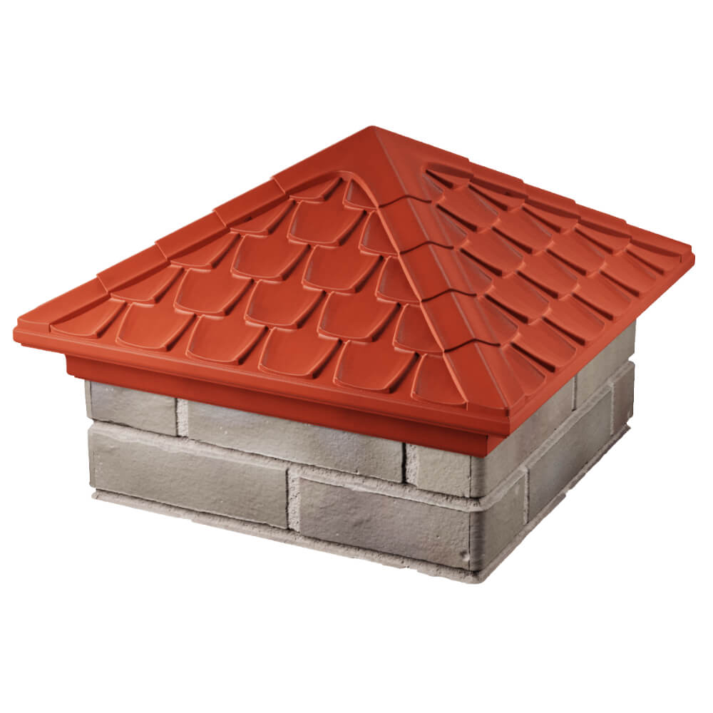 Колпак Zking Эльбрус Красный на столб 1.5х1.5 кирпича (385х385мм) в Салехарде фото