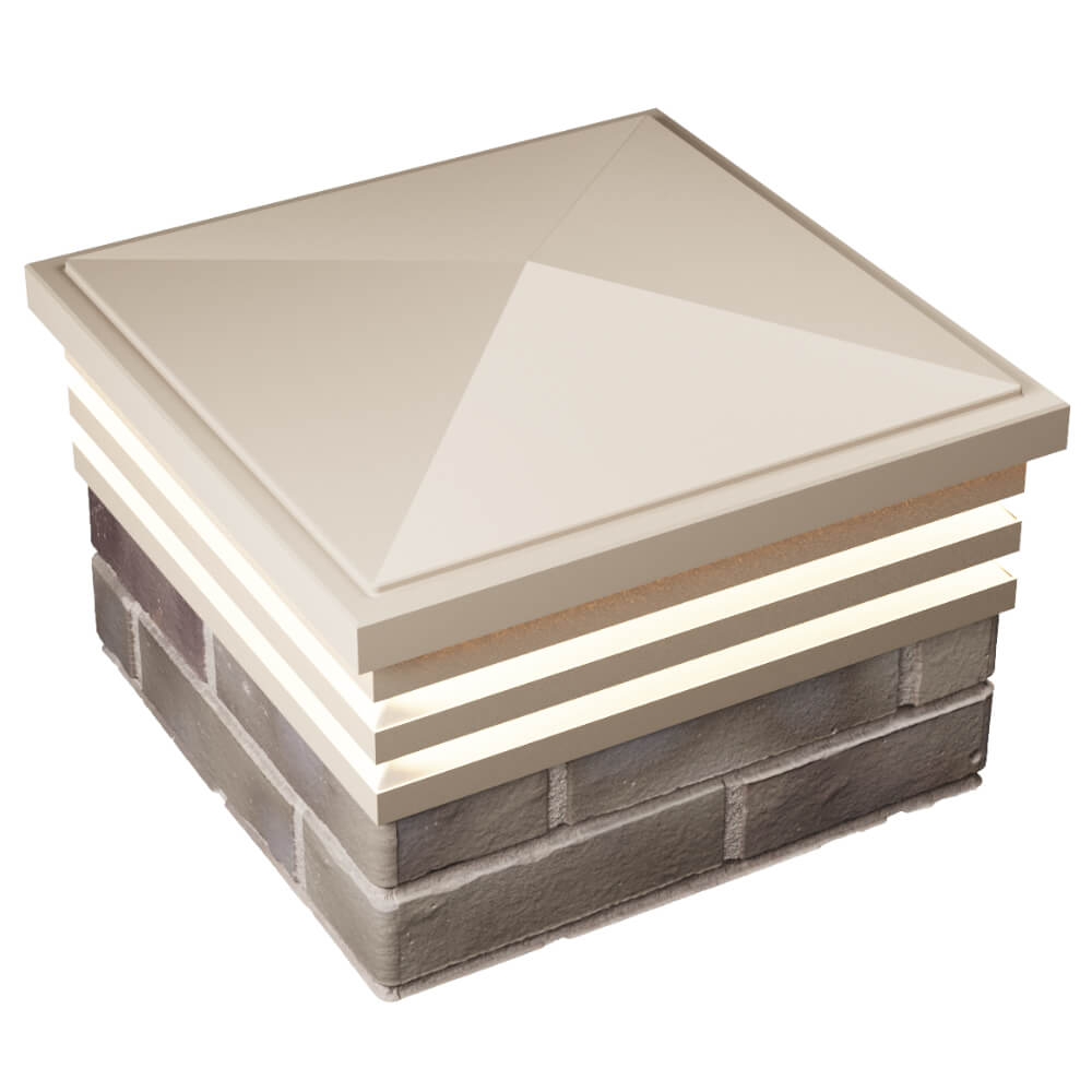 Колпак Zking Бона ХайТек Бежевый на столб 1.5х1.5 кирпича (385х385мм) с подсветкой в Салехарде фото