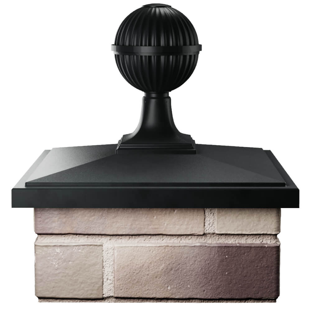 Колпак Zking БонаМоно Черный с шаром на столб 1.5х1.5 кирпича (385х385, 400х400мм) в сборе Салехард фото
