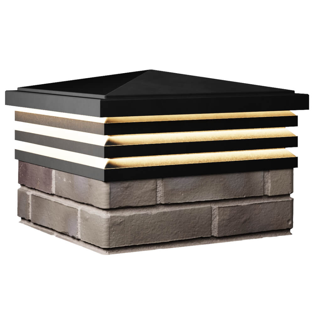 Колпак Zking Бона ХайТек Черный на столб 1.5х1.5 кирпича (385х385мм) с подсветкой в Салехарде фото