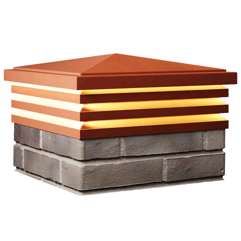 Колпак Zking Бона ХайТек Красный на столб 1.5х1.5 кирпича (385х385мм) с подсветкой в Салехарде фото