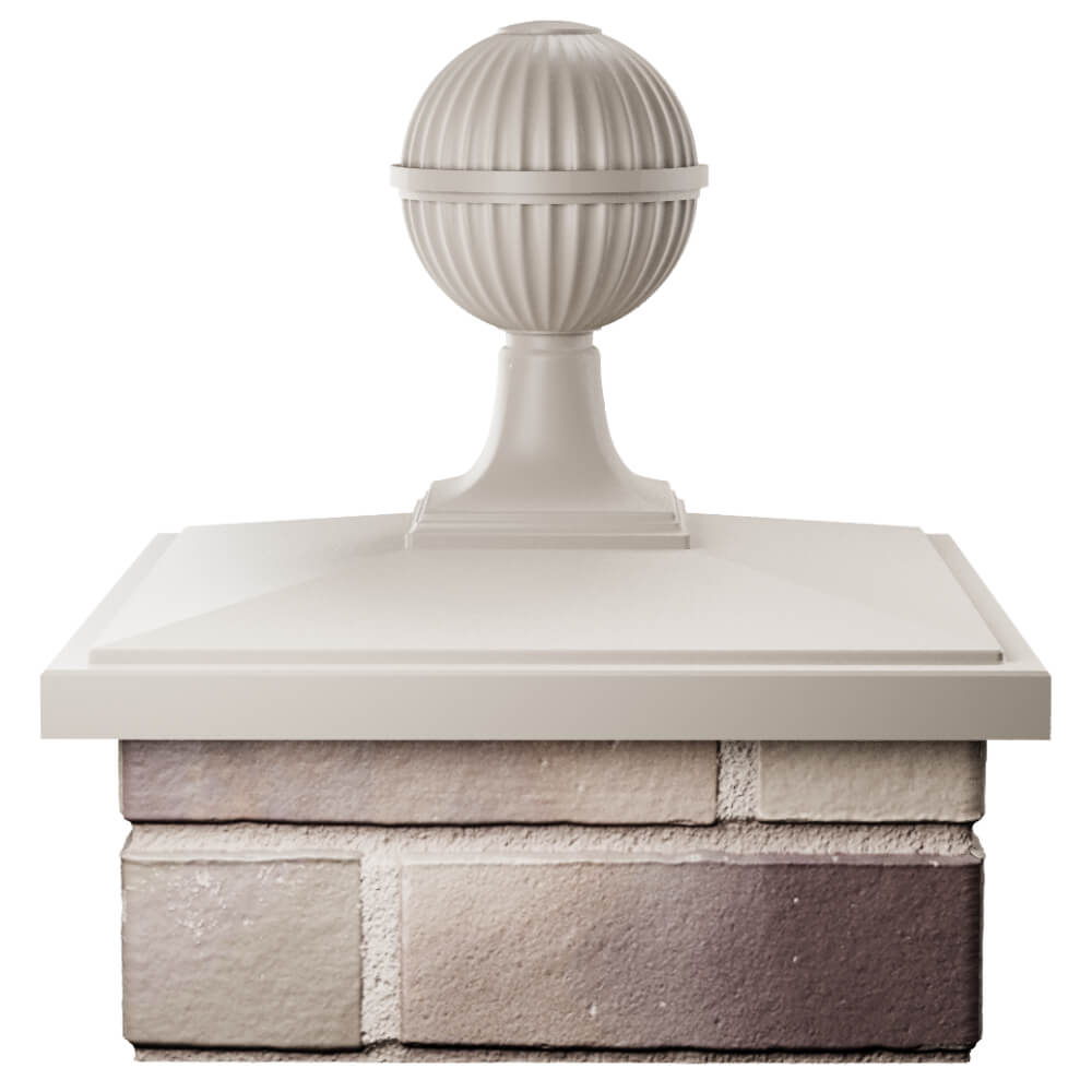 Колпак Zking БонаМоно Бежевый с шаром на столб 1.5х1.5 кирпича (385х385, 400х400мм) в сборе Салехард фото