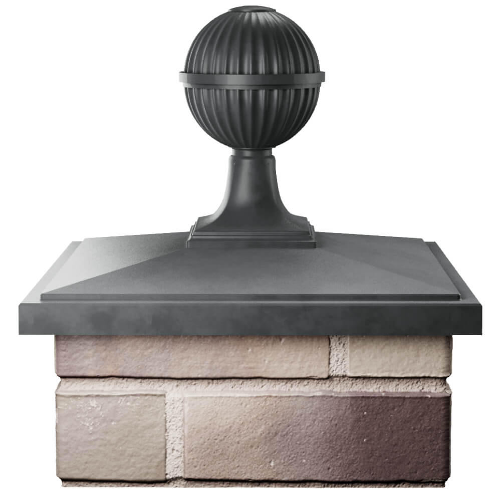 Колпак Zking БонаМоно Серый с шаром на столб 1.5х1.5 кирпича (385х385, 400х400мм) в сборе Салехард фото