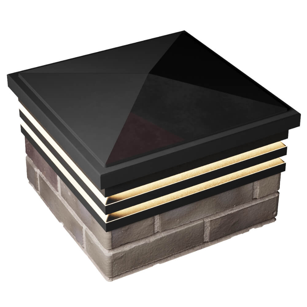 Колпак Zking Бона ХайТек Черный на столб 1.5х1.5 кирпича (385х385мм) с подсветкой в Салехарде фото