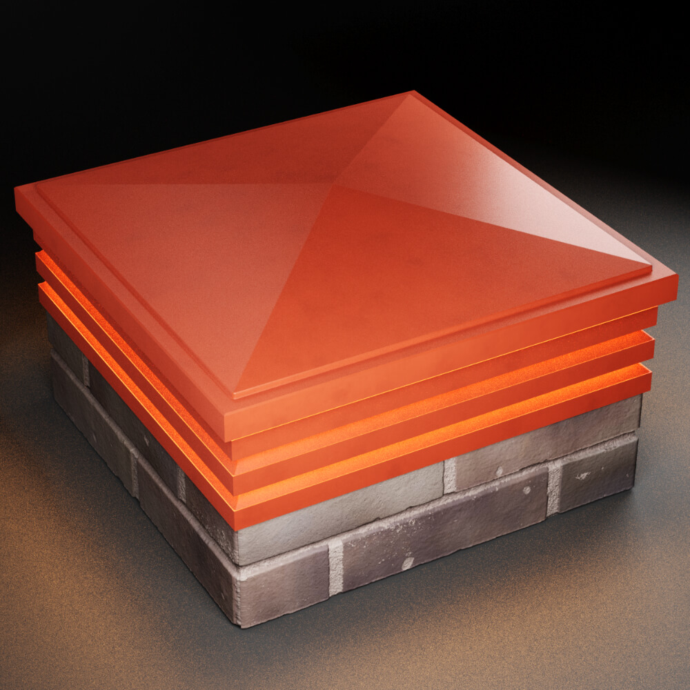 Колпак Zking Бона ХайТек Красный на столб 2х2 кирпича (513х513мм) с подсветкой в Салехарде фото