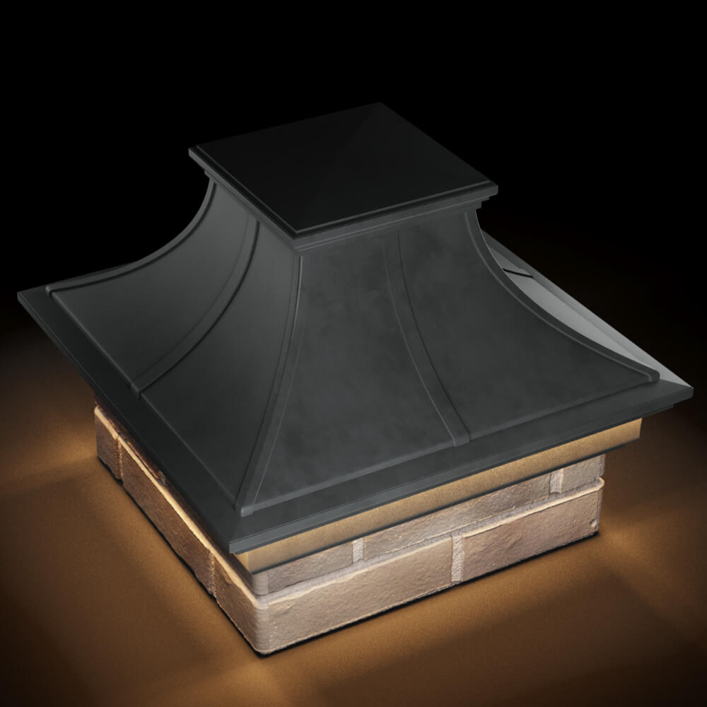 Колпак Zking Монблан Премиум Серый на столб 1.5х1.5 кирпича (385х385мм) с подсветкой в Салехарде фото