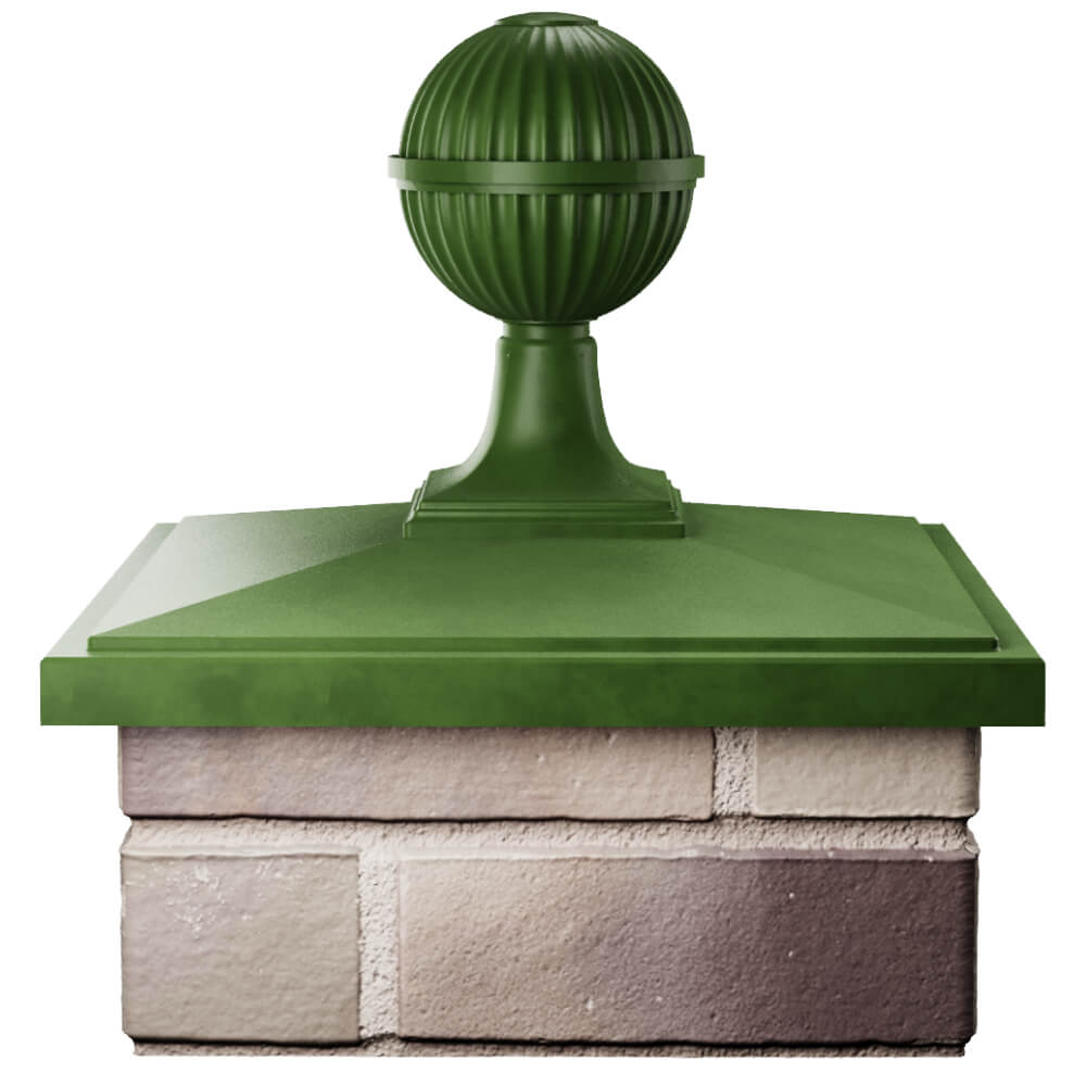 Колпак Zking БонаМоно Зеленый с шаром на столб 1.5х1.5 кирпича (385х385, 400х400мм) в сборе Салехард фото