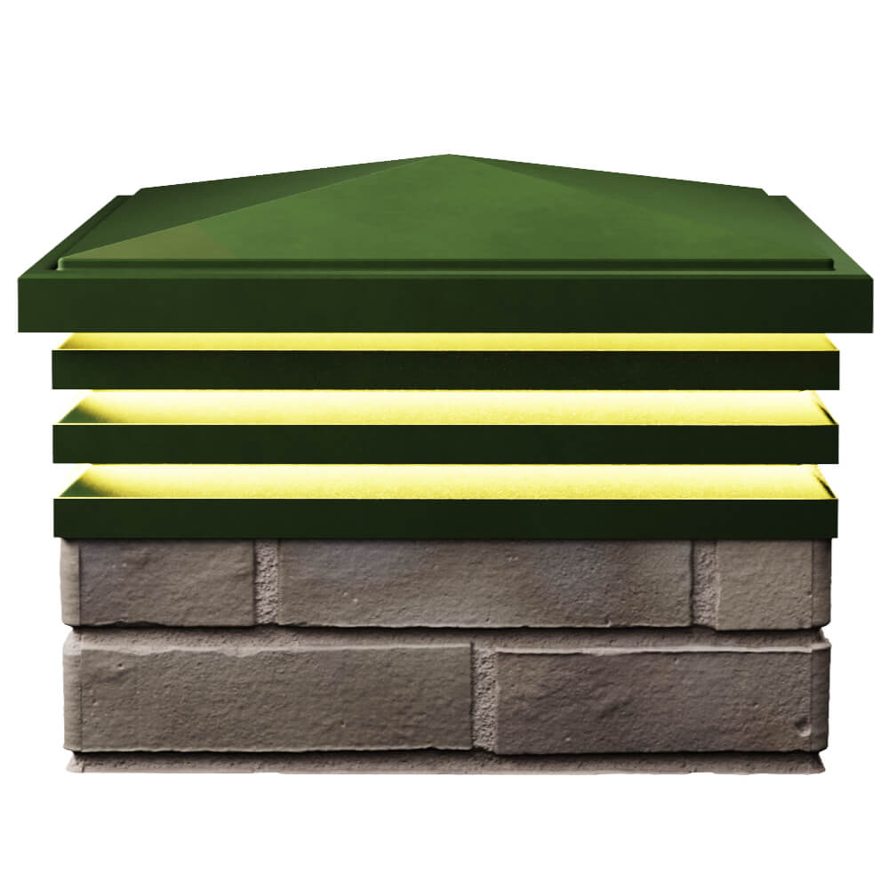 Колпак Zking Бона ХайТек Зеленый на столб 1.5х1.5 кирпича (385х385мм) с подсветкой в Салехарде фото