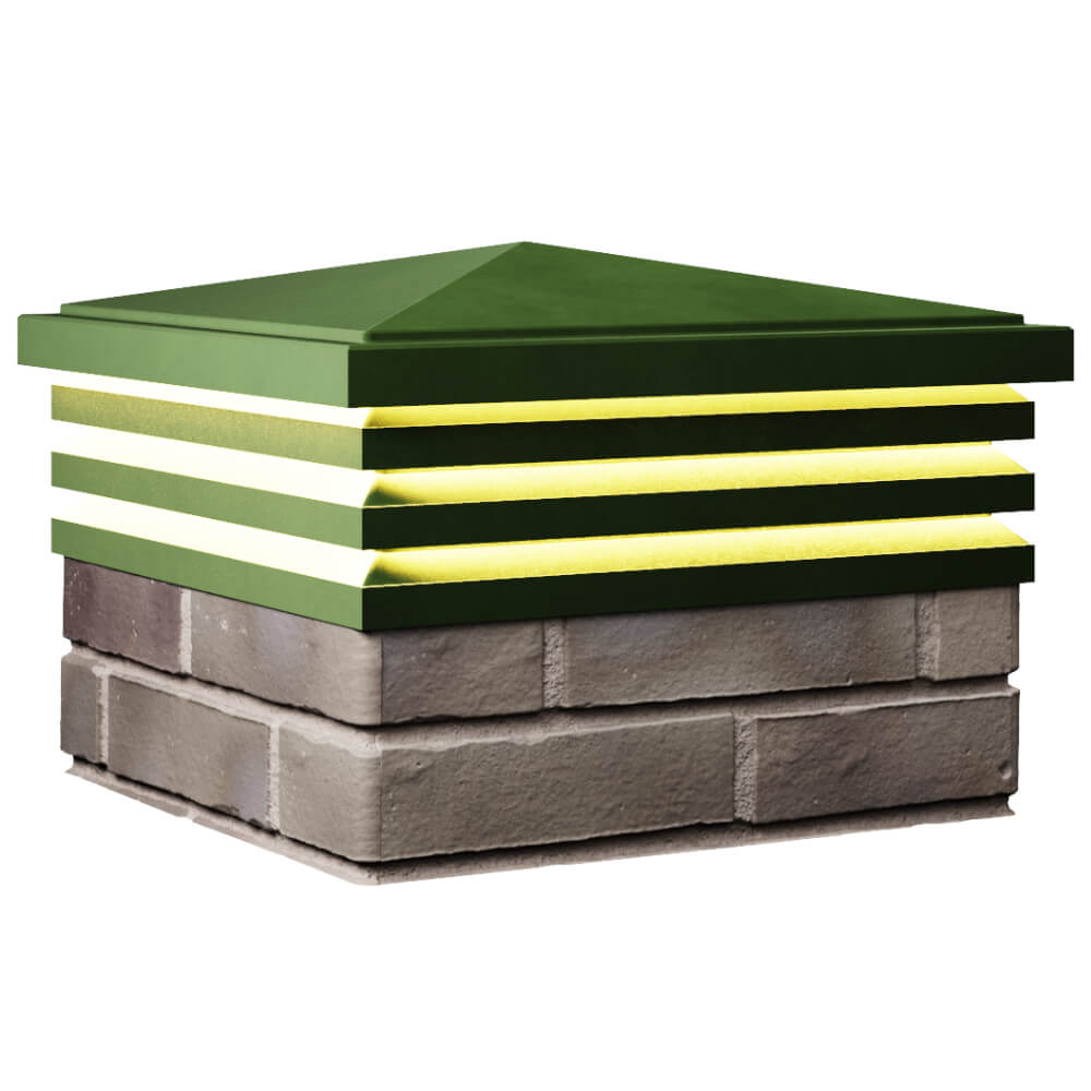 Колпак Zking Бона ХайТек Зеленый на столб 1.5х1.5 кирпича (385х385мм) с подсветкой в Салехарде фото