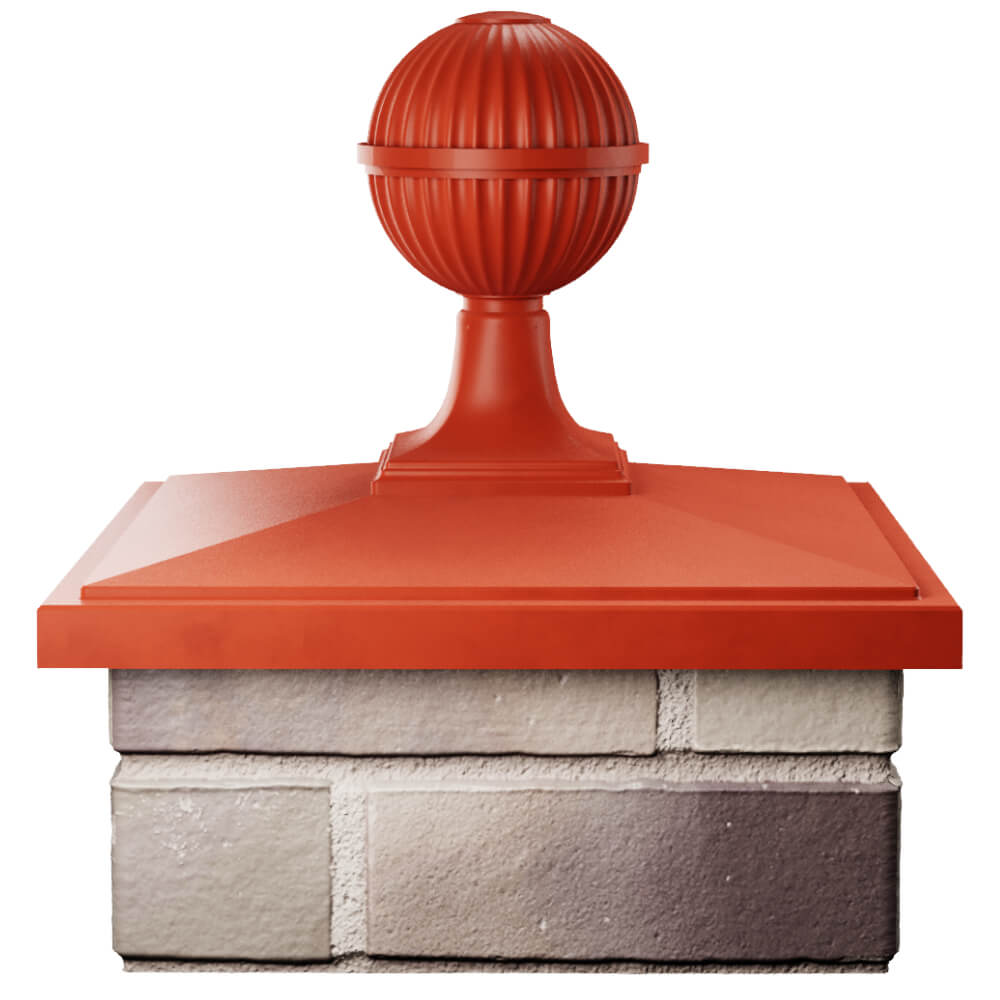 Колпак Zking БонаМоно Красный с шаром на столб 1.5х1.5 кирпича (385х385, 400х400мм) в сборе Салехард фото
