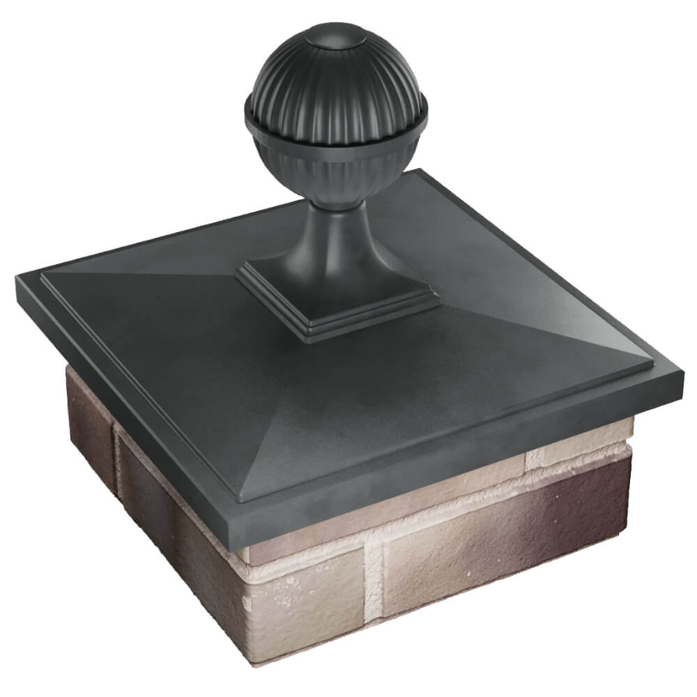 Колпак Zking БонаМоно Серый с шаром на столб 1.5х1.5 кирпича (385х385, 400х400мм) в сборе в Салехарде фото
