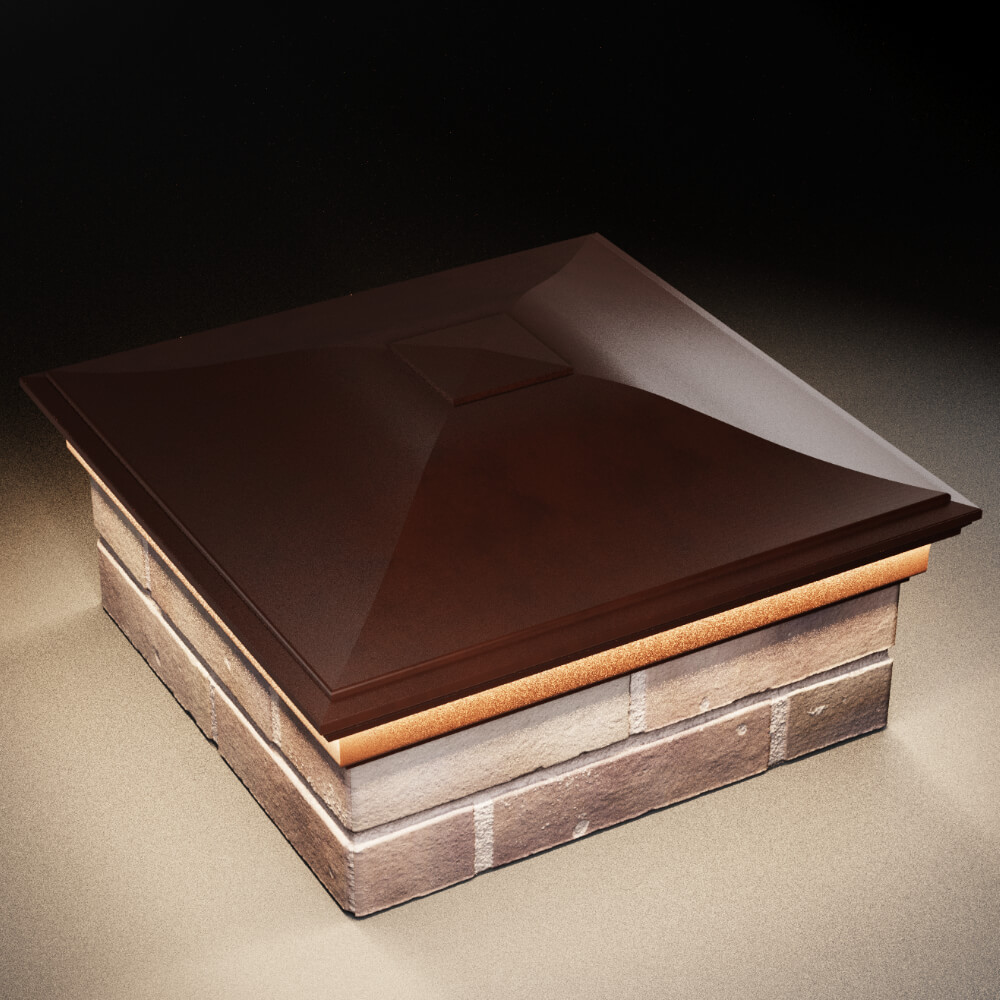 Колпак Zking Монблан Коричневый на столб 2х2 кирпича (515х515мм) c подсветкой в Салехарде фото