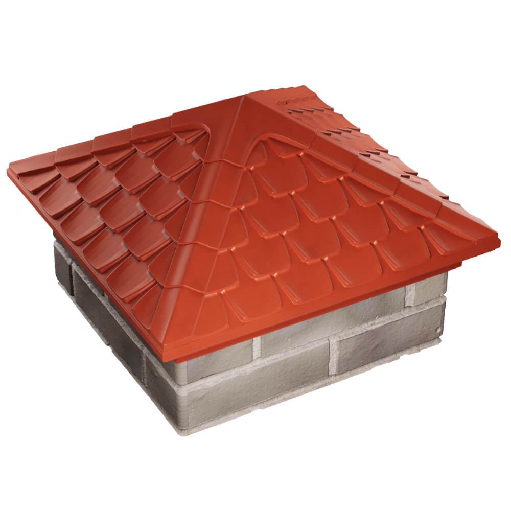 Колпак Zking Эльбрус Красный на столб 1.5х1.5 кирпича (385х385мм) в Салехарде фото