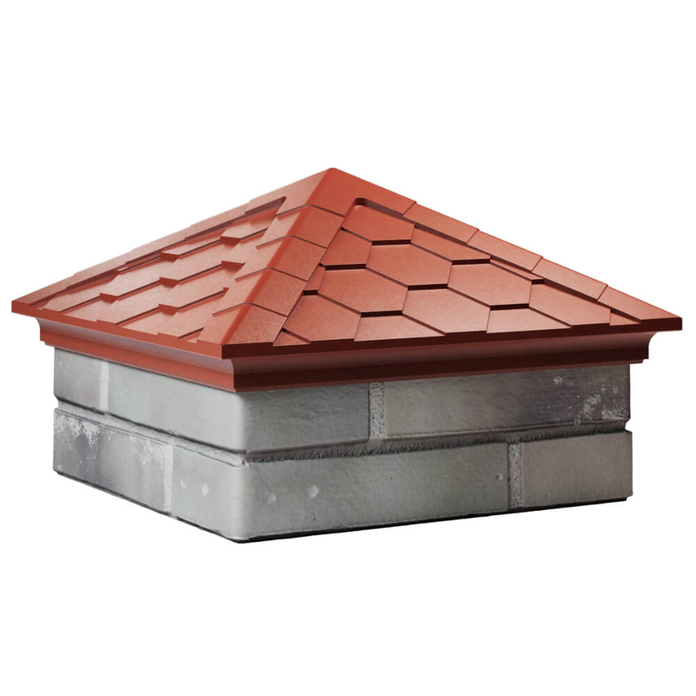 Колпак Zking Эверест Красный на столб 1.5х1.5 кирпича (390х390мм) в Салехарде фото