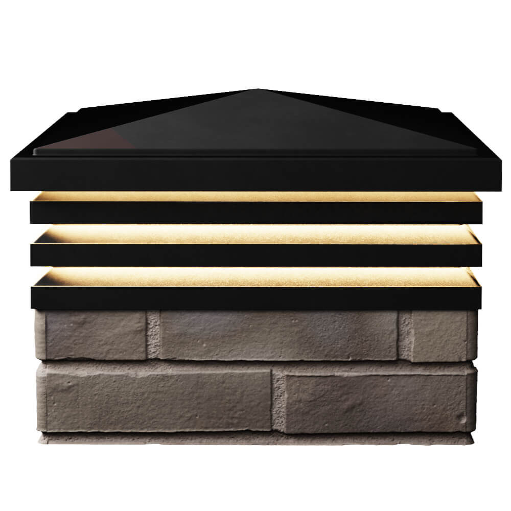 Колпак Zking Бона ХайТек Черный на столб 1.5х1.5 кирпича (385х385мм) с подсветкой в Салехарде фото