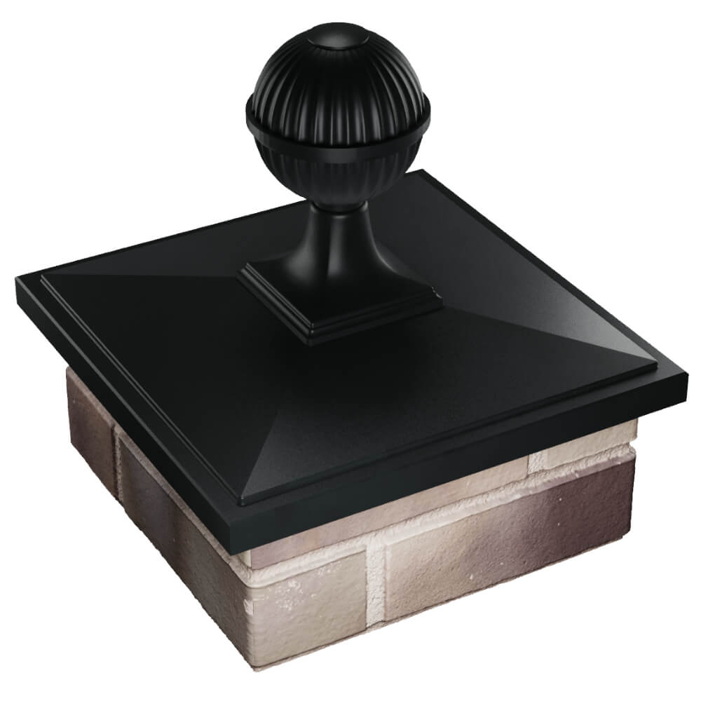 Колпак Zking БонаМоно Черный с шаром на столб 1.5х1.5 кирпича (385х385, 400х400мм) в сборе в Салехарде фото
