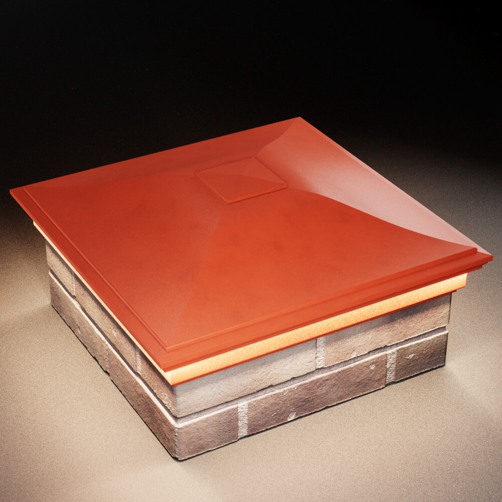 Колпак Zking Монблан Красный на столб 2х2 кирпича (515х515мм) c подсветкой в Салехарде фото