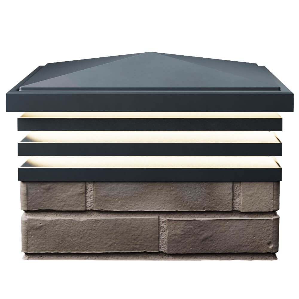 Колпак Zking Бона ХайТек Серый на столб 1.5х1.5 кирпича (385х385мм) с подсветкой в Салехарде фото