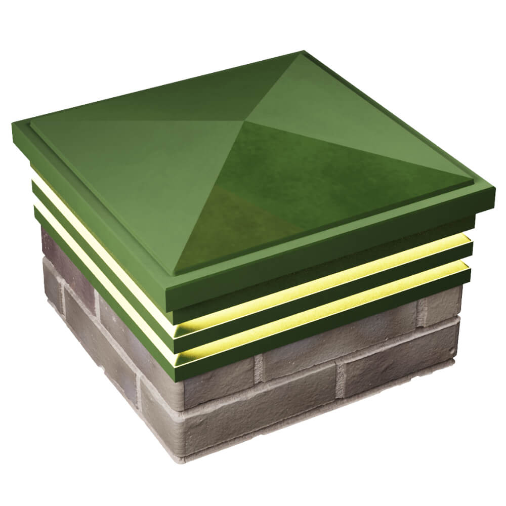 Колпак Zking Бона ХайТек Зеленый на столб 1.5х1.5 кирпича (385х385мм) с подсветкой в Салехарде фото