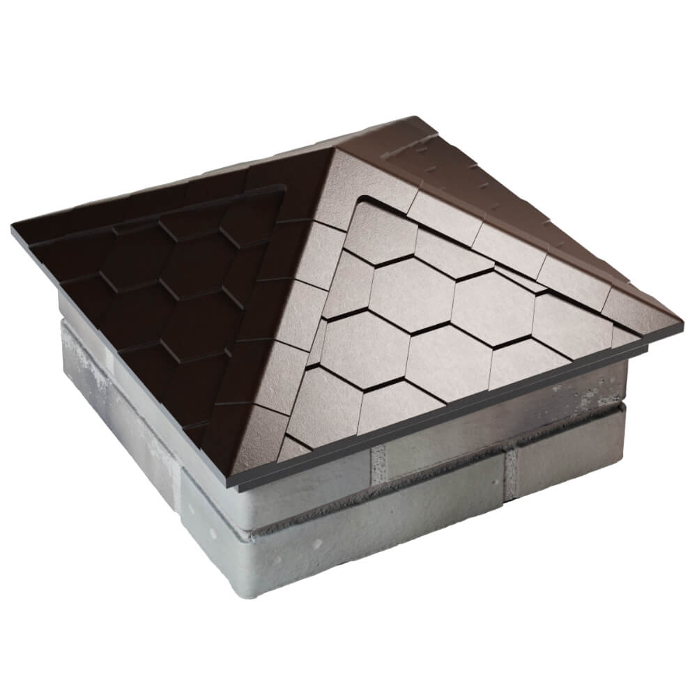 Колпак Zking Эверест Коричневый на столб 1.5х1.5 кирпича (390х390мм) в Салехарде фото