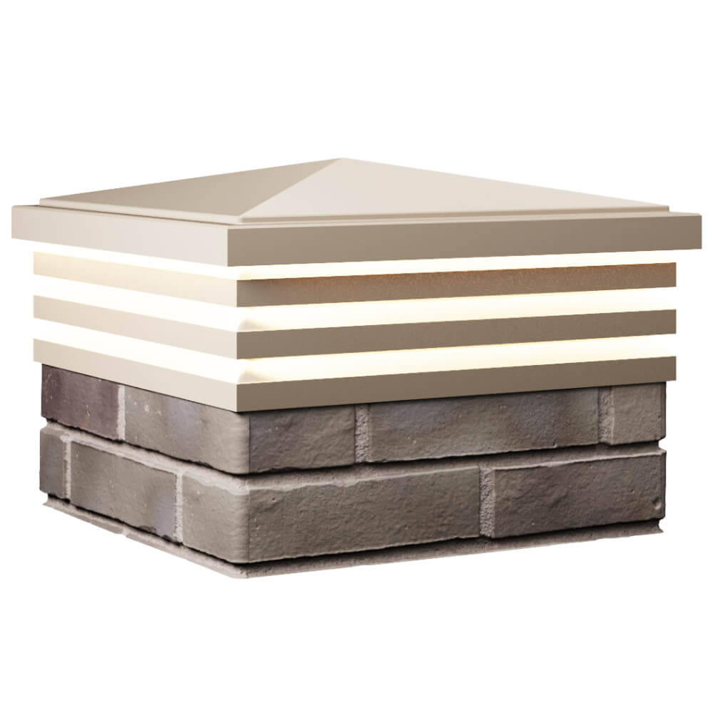 Колпак Zking Бона ХайТек Бежевый на столб 1.5х1.5 кирпича (385х385мм) с подсветкой в Салехарде фото