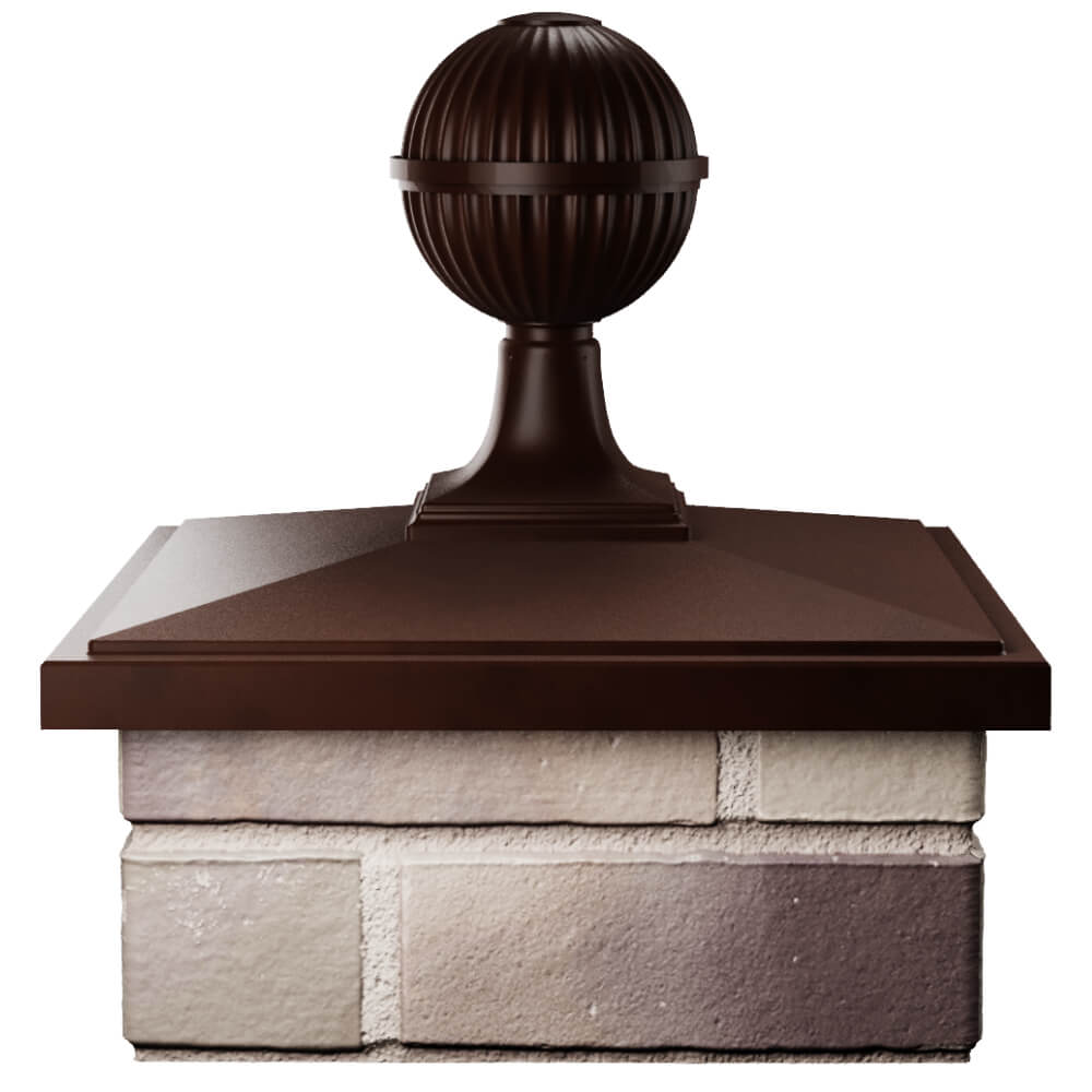 Колпак Zking БонаМоно Коричневый с шаром на столб 1.5х1.5 кирпича (385х385, 400х400мм) в сборе Салехард фото