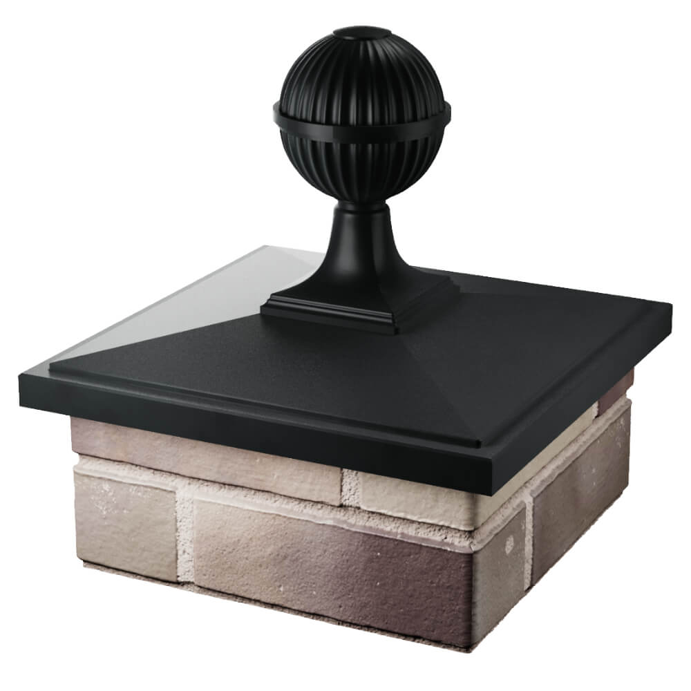 Колпак Zking БонаМоно Черный с шаром на столб 1.5х1.5 кирпича (385х385, 400х400мм) в сборе в Салехарде фото