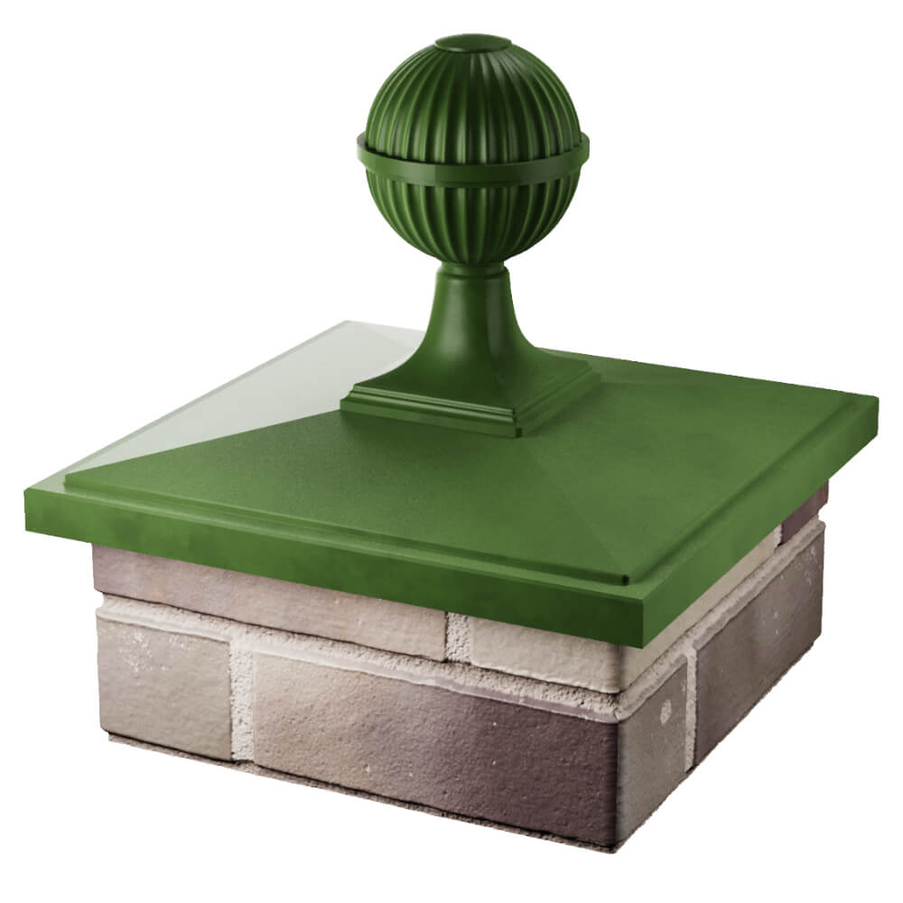 Колпак Zking БонаМоно Зеленый с шаром на столб 1.5х1.5 кирпича (385х385, 400х400мм) в сборе в Салехарде фото