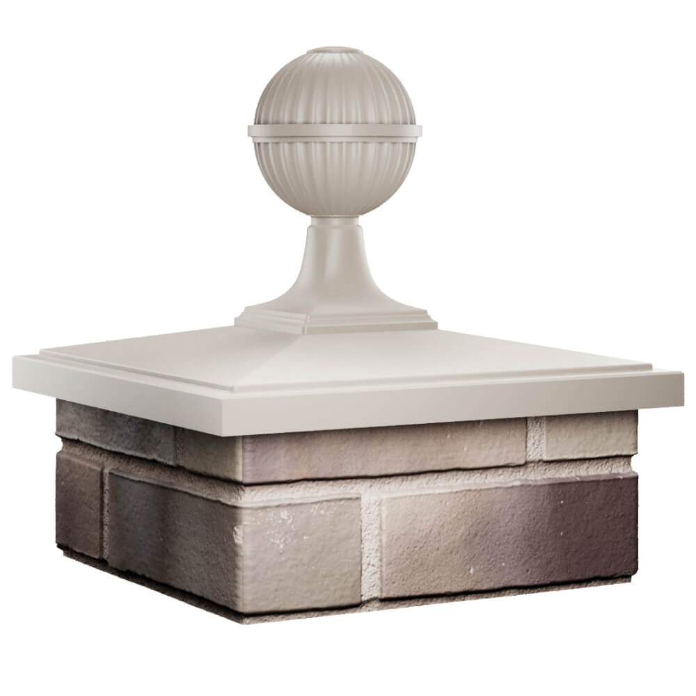 Колпак Zking БонаМоно Бежевый с шаром на столб 1.5х1.5 кирпича (385х385, 400х400мм) в сборе в Салехарде фото