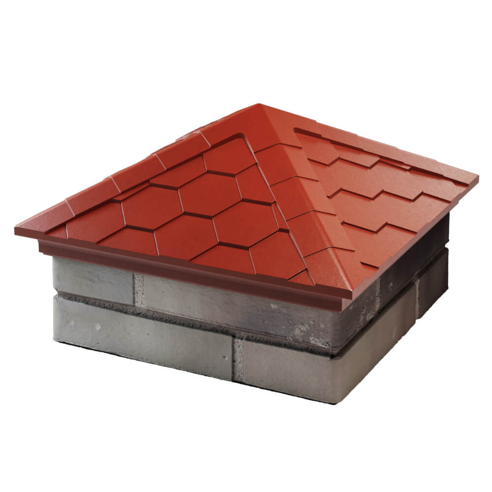 Колпак Zking Эверест Красный на столб 1.5х1.5 кирпича (390х390мм) в Салехарде фото