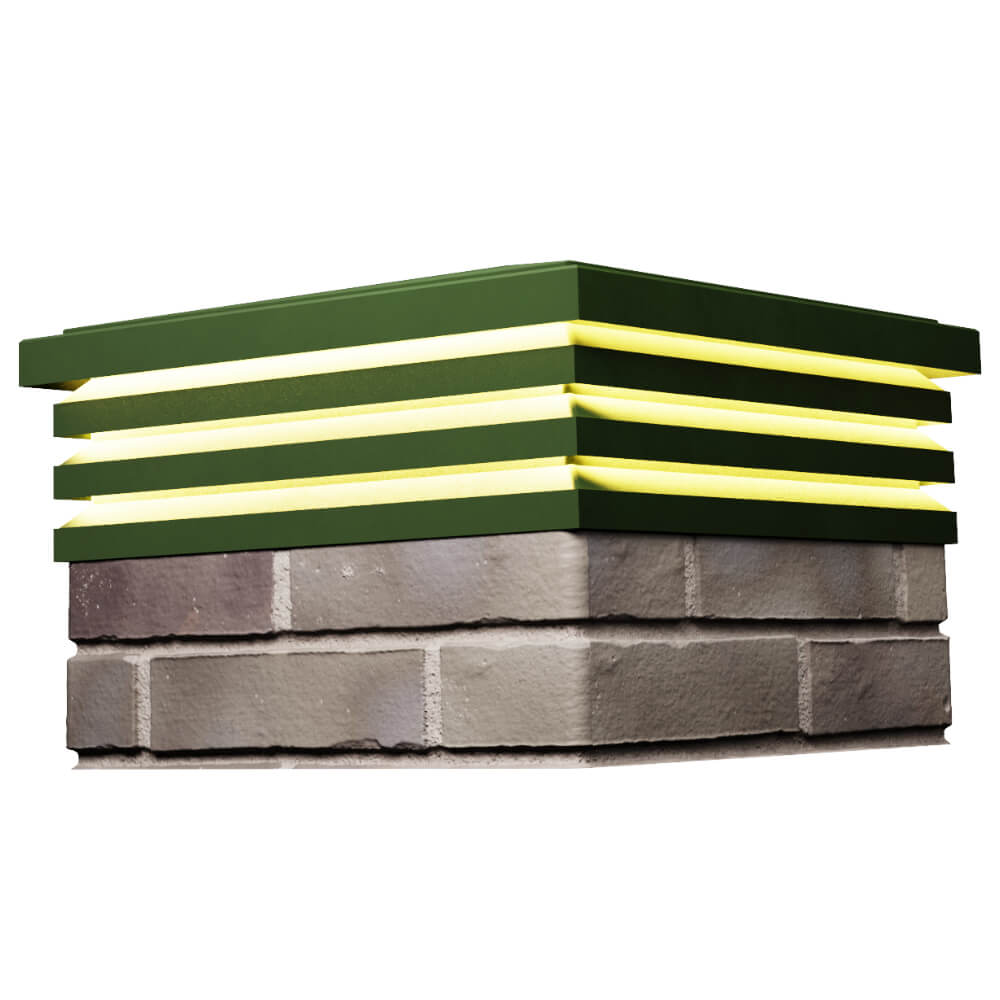 Колпак Zking Бона ХайТек Зеленый на столб 1.5х1.5 кирпича (385х385мм) с подсветкой в Салехарде фото