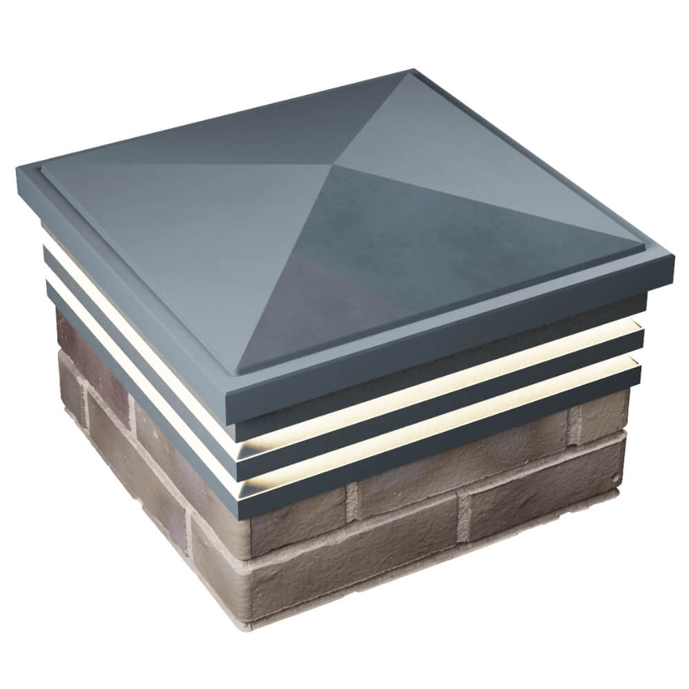 Колпак Zking Бона ХайТек Серый на столб 1.5х1.5 кирпича (385х385мм) с подсветкой в Салехарде фото