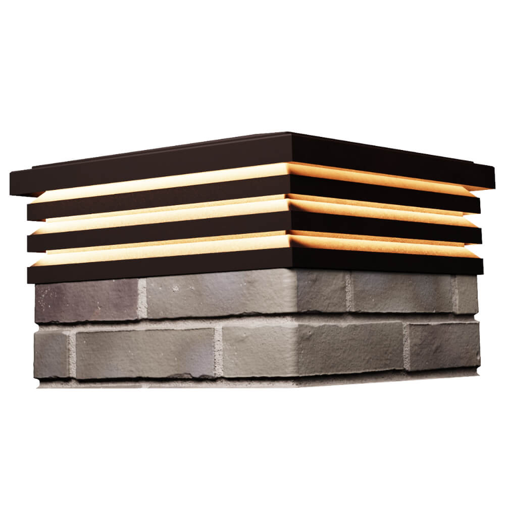 Колпак Zking Бона ХайТек Коричневый на столб 1.5х1.5 кирпича (385х385мм) с подсветкой в Салехарде фото