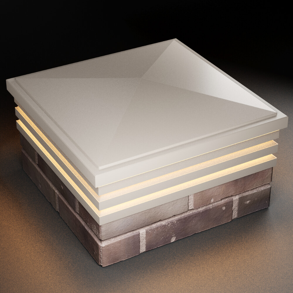 Колпак Zking Бона ХайТек Бежевый на столб 2х2 кирпича (513х513мм) с подсветкой в Салехарде фото