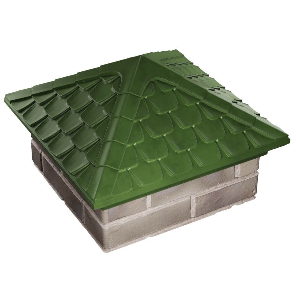 Колпак Zking Эльбрус Зеленый на столб 1.5х1.5 кирпича (385х385мм) в Салехарде фото