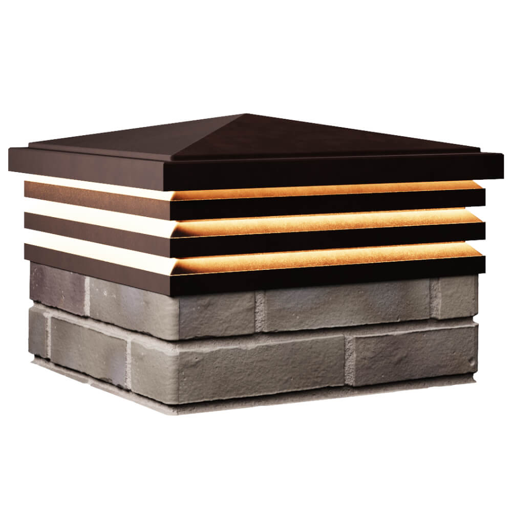 Колпак Zking Бона ХайТек Коричневый на столб 1.5х1.5 кирпича (385х385мм) с подсветкой в Салехарде фото