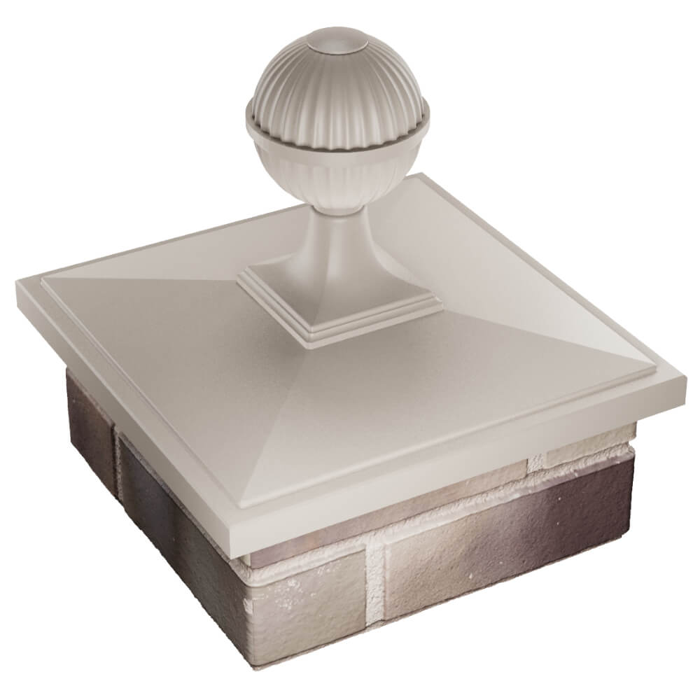Колпак Zking БонаМоно Бежевый с шаром на столб 1.5х1.5 кирпича (385х385, 400х400мм) в сборе в Салехарде фото