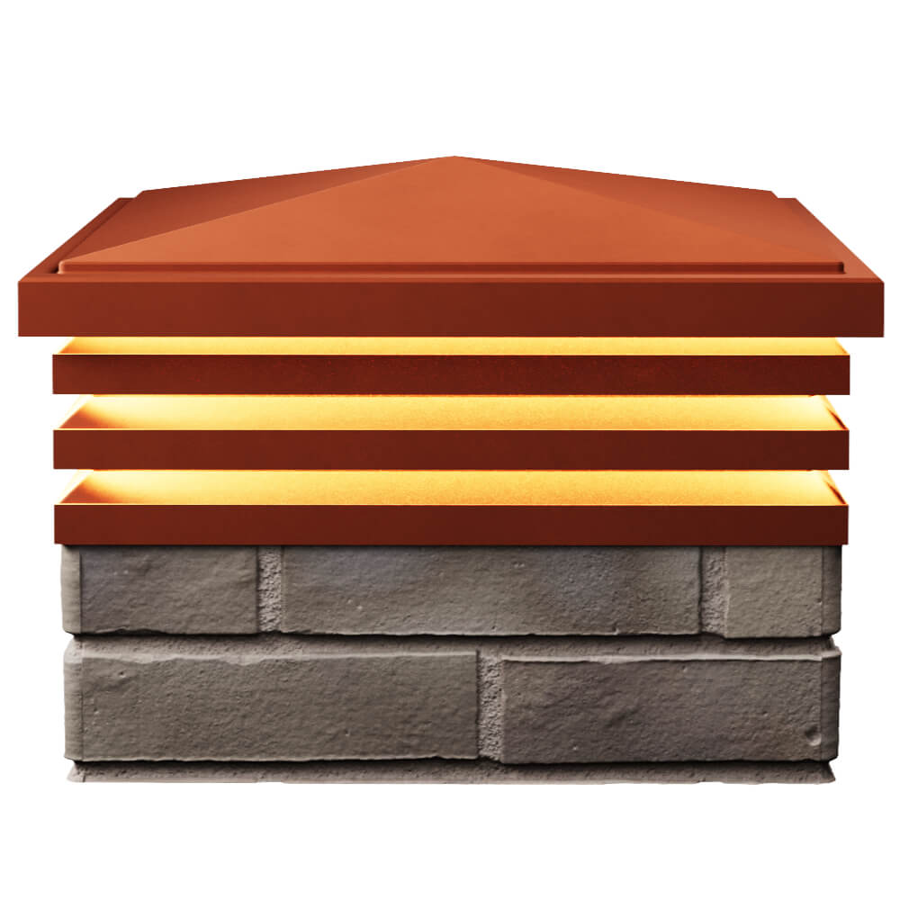 Колпак Zking Бона ХайТек Красный на столб 1.5х1.5 кирпича (385х385мм) с подсветкой в Салехарде фото