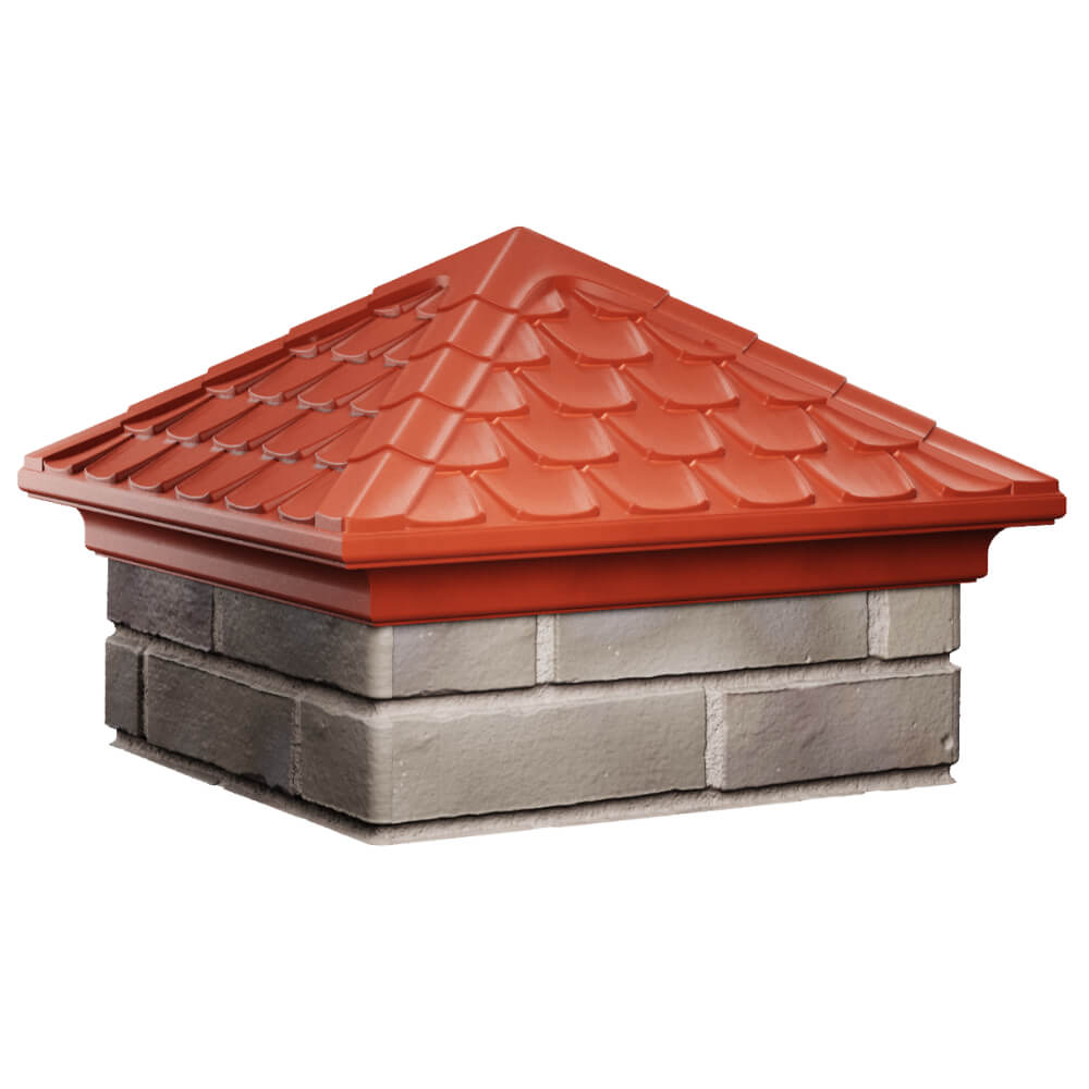 Колпак Zking Эльбрус Красный на столб 1.5х1.5 кирпича (385х385мм) в Салехарде фото