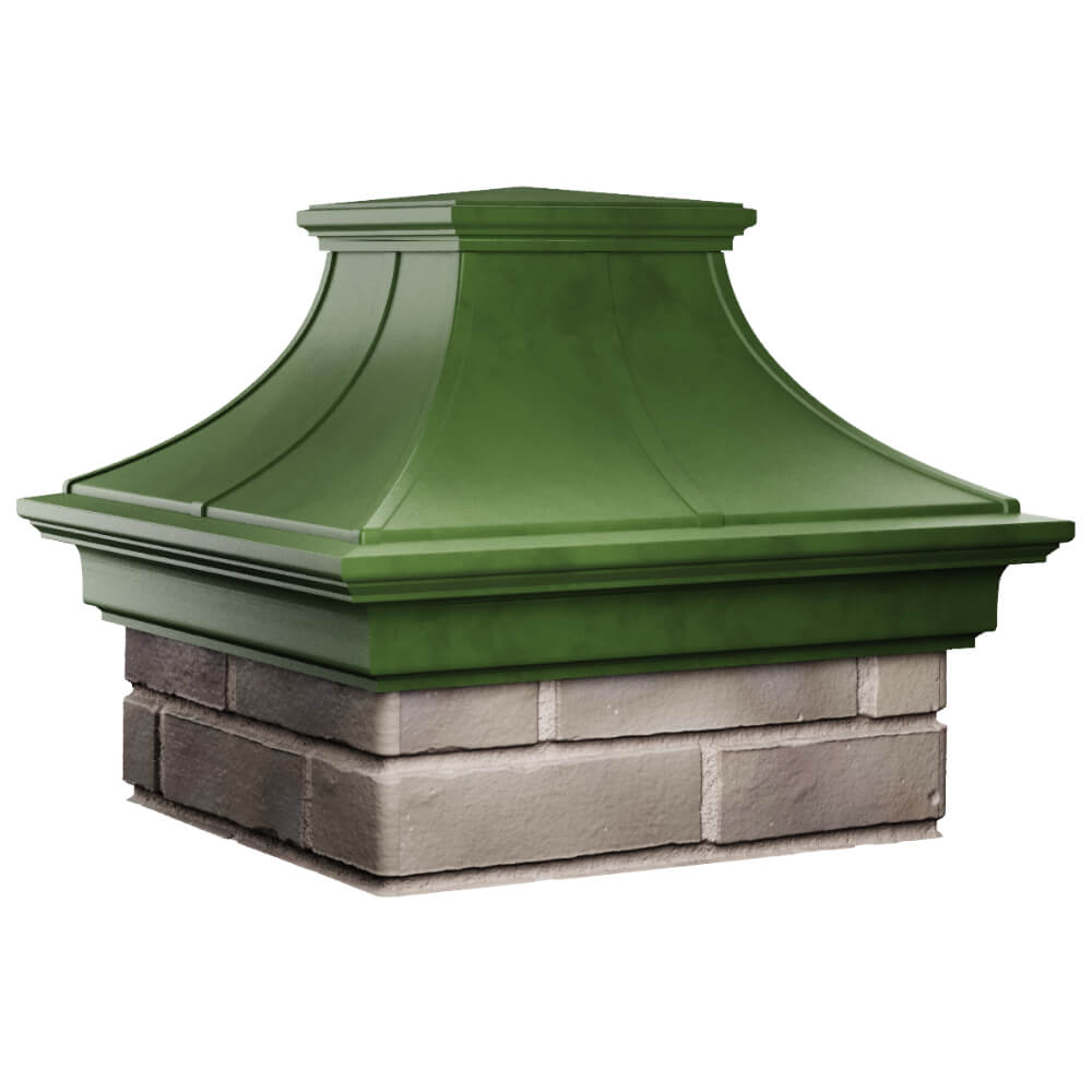 Колпак Zking Монблан Премиум Зеленый на столб 1.5х1.5 кирпича (385х385мм) в Салехарде фото