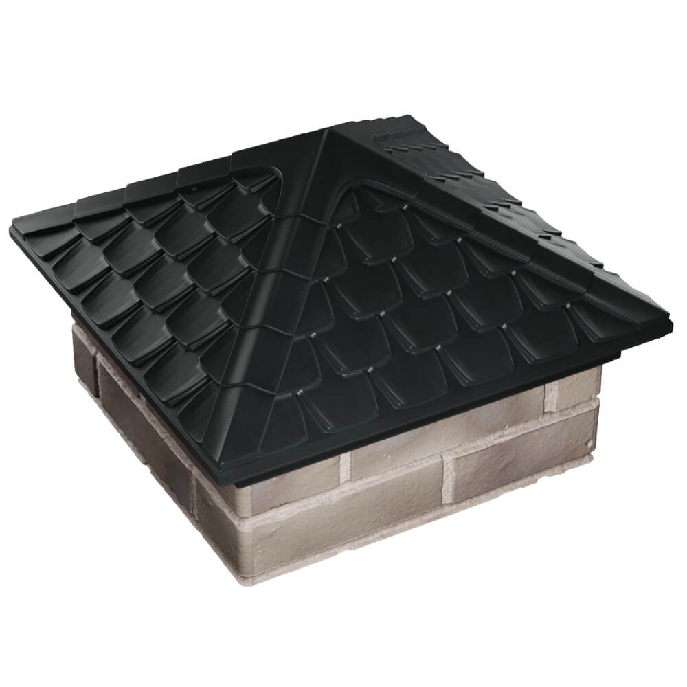 Колпак Zking Эльбрус Черный на столб 1.5х1.5 кирпича (385х385мм) в Салехарде фото