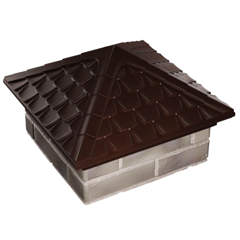 Колпак Zking Эльбрус Коричневый на столб 1.5х1.5 кирпича (385х385мм) в Салехарде фото