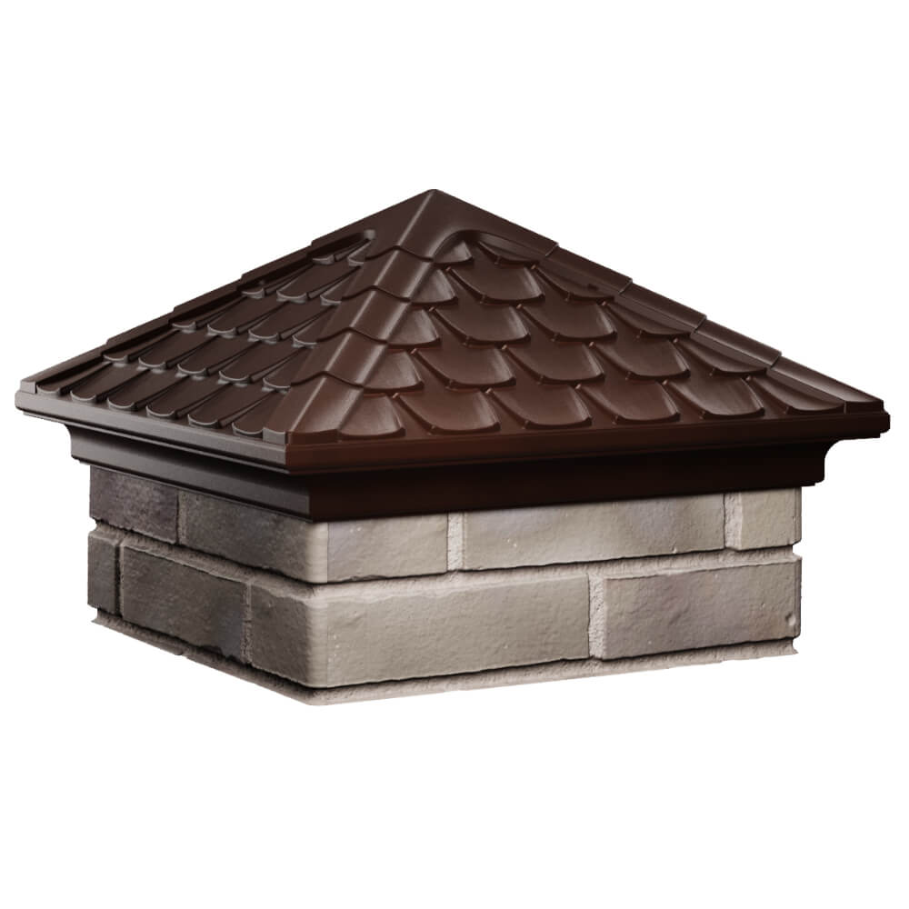 Колпак Zking Эльбрус Коричневый на столб 1.5х1.5 кирпича (385х385мм) в Салехарде фото